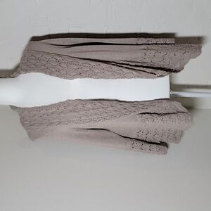 Croft & Barrow Cardigan Sweater Waterfall Open Front Crochet Knit Neutral XL